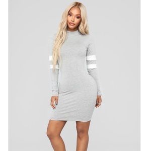 Fashion Nova Gray varsity dress, size medium